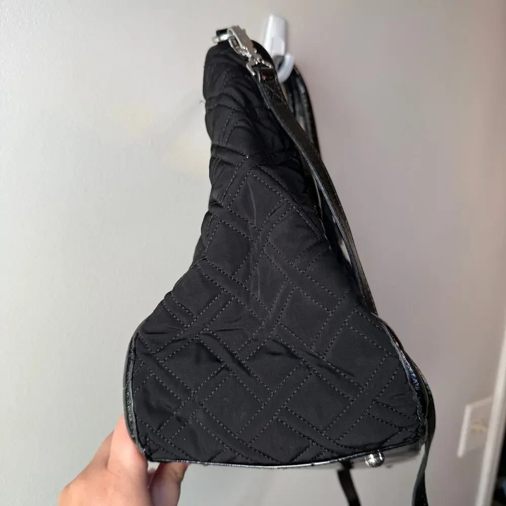 Vera Bradley Black Trimmed Trapeze Satchel Tote Quilted Shoulder Bag Purse